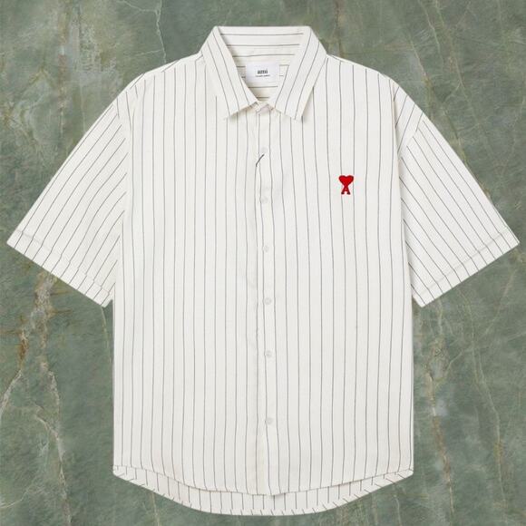 Ami Paris Cream Short Sleeve Shirt